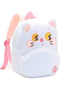 Kawaii White Cat Plush Backpack Kids Toddler Cute Animal Mini Bag NWOT